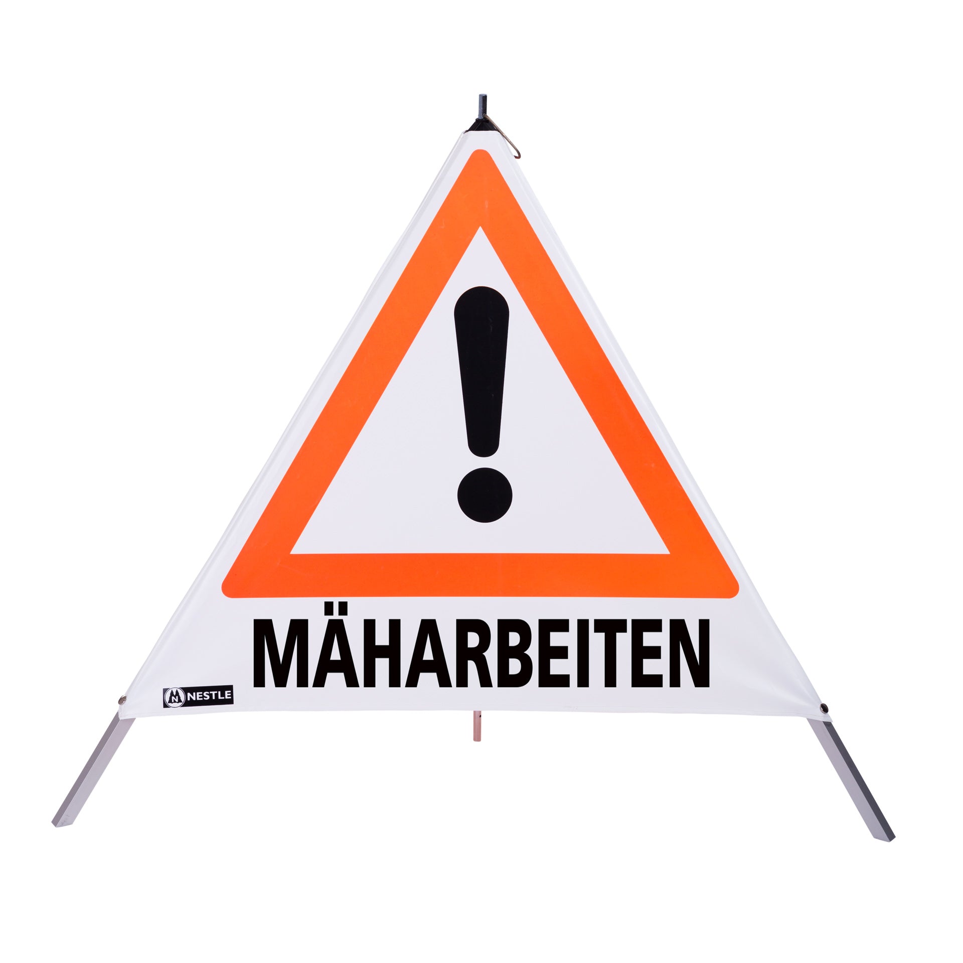 NESTLE Warnpyramide 90 cm, Achtung (VZ101), weiß, mit Mittelfuß NESTLE Warnpyramide 90 cm, Achtung (VZ101), weiß, mit Mittelfuß